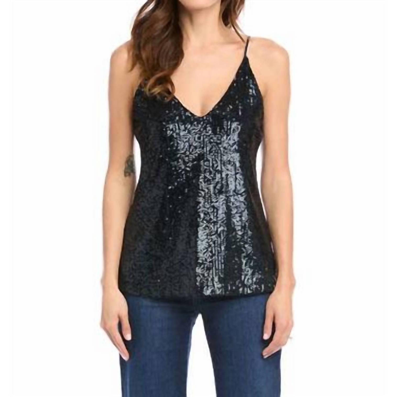 New Fifteen Twenty Sequin Cami In Navy